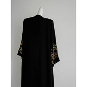 Black Banquet Dress Abaya Set | Embroidered Diamond Elegance 3-Piece Abaya with Hijab (ABA184)